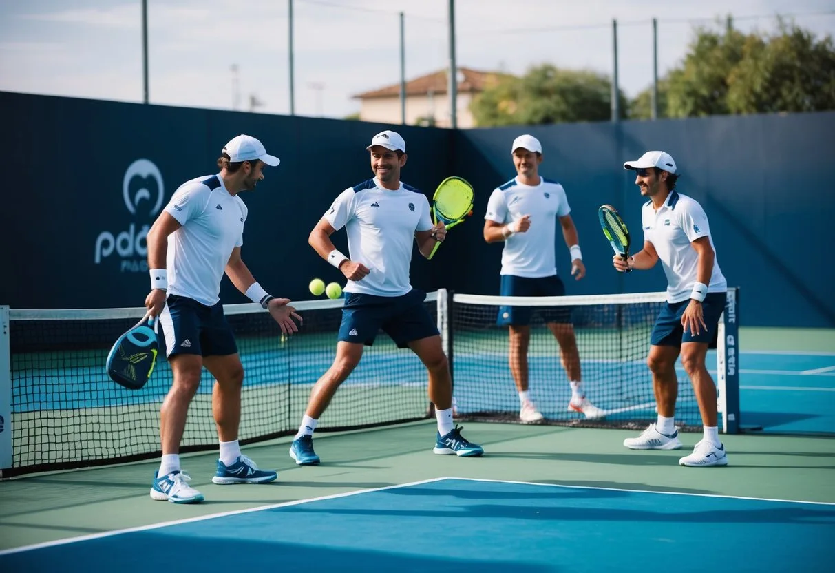 En gruppe padel tennis spillere ses nyde en restitutionssession efter kampen der bruger forskellige teknikker til at optimere deres træning og fremskynde deres restitutionsproces